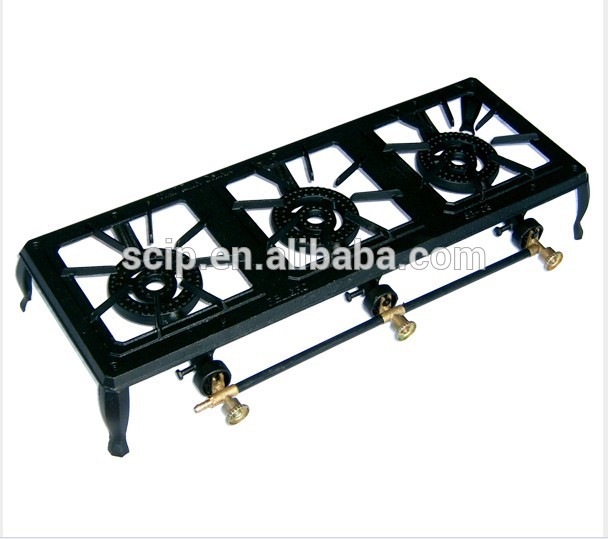 Triple Gas Ring 3 Boiling Burners Cast Iron Cooktop Large Cooker Stove GB-17 UK 
